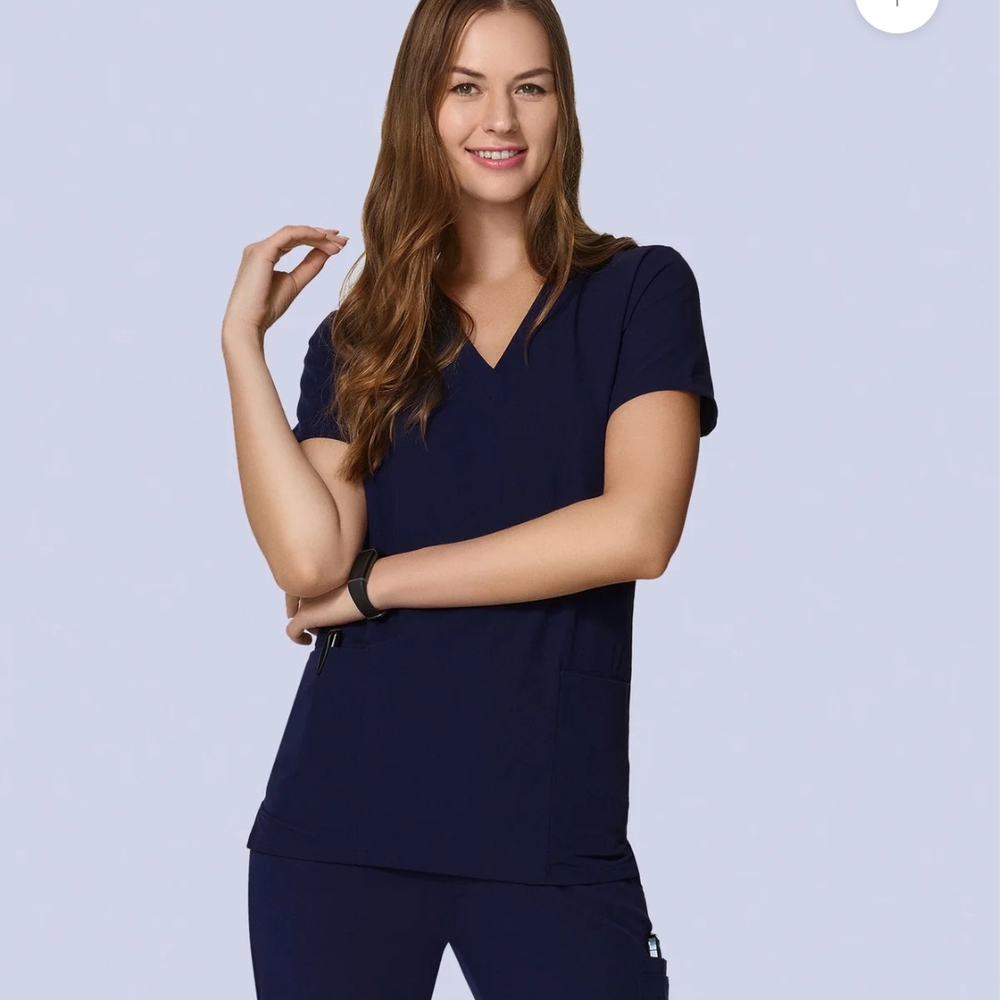 Navy Blue Scrub Top